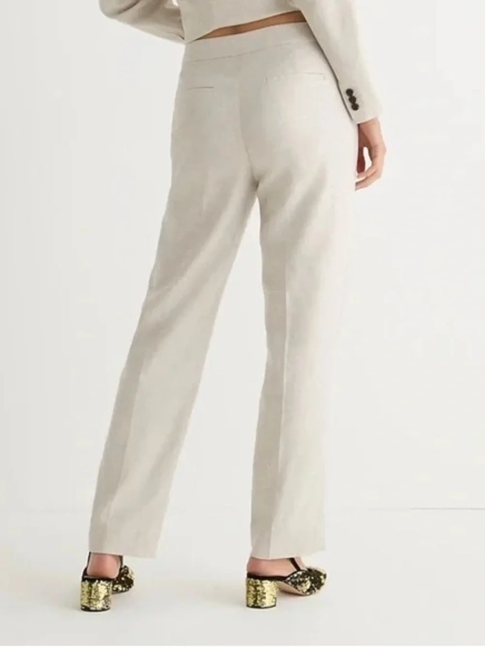 J. Crew Cream Straight-Leg Dress Trousers
